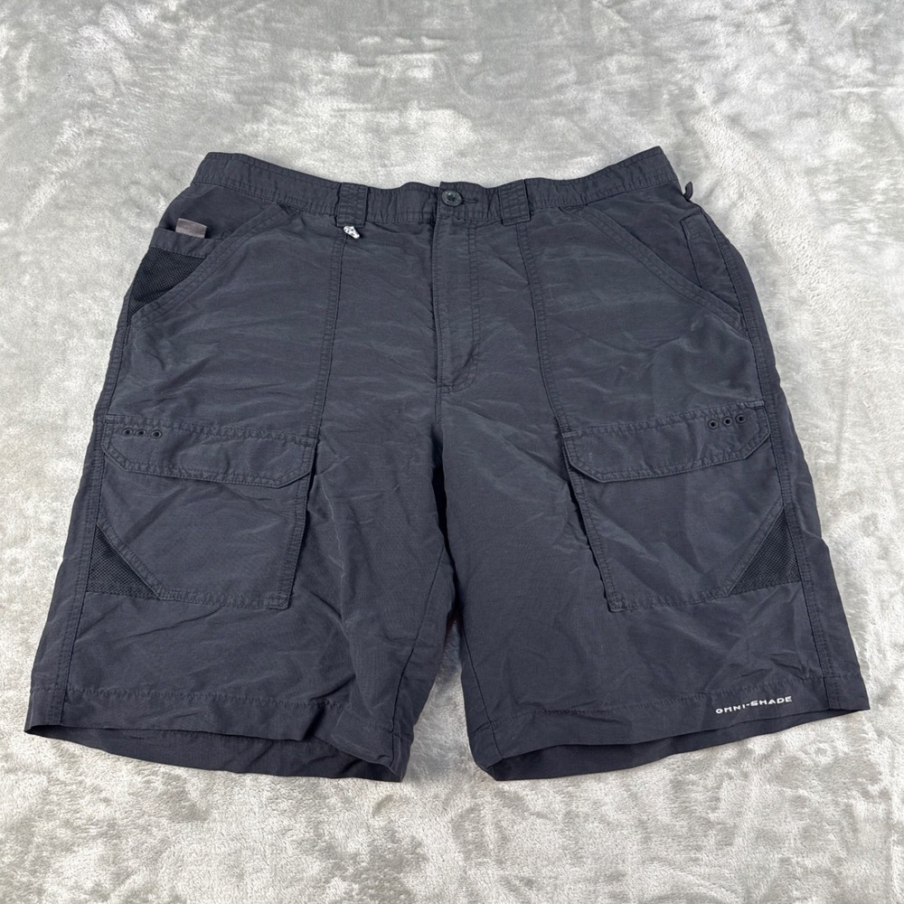 Columbia Shorts Mens 36 PFG Performance Fishing Gear Black Omni-Shade EUC
